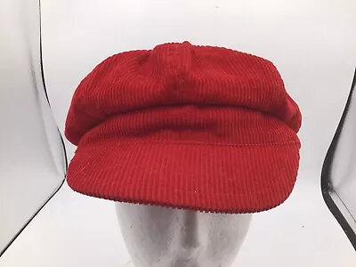 Vintage  The Gap Flat Cap M-L Red Corduroy Hat Cabbie Newsboy Driving E3 • $14.95