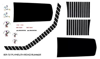 1971-72 Plymouth Road Runner Special Stripes 1/18th Scale Waterslide Decals • $12