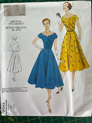 Vogue Sewing Pattern V1043 Original 1953 Design Ladies Dress Sizes 14-20 8/04 • £11.99