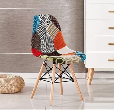 Mila Patchwork Eiffel Chair For Dining Room Fabric Restaurant Cafe Coffee Shop • £49