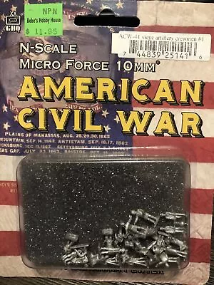 GHQ N Scale 10mm American Civil War ACW41 Siege Artillery Crewmen #1 Metal NIB • $11.95