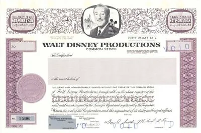 Walt Disney Productions - 1967 Dated Entertainment Conglomerate Company Stock Ce • $290