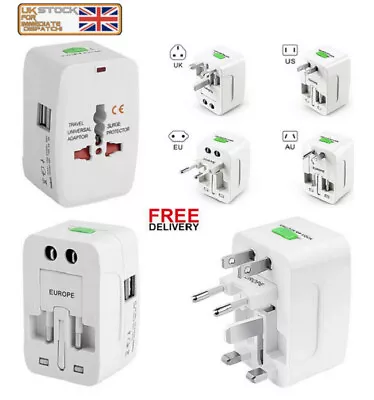 Multi-functional Travel Adapter Universal International Plug Charger USB Port • £6.99