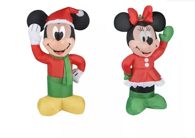 Mickey And Minnie Mouse Christmas Inflatable Airblown USB Set 22” Tabletop 2 Pc • $69