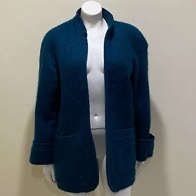 Vtg Donegal Design Jacket Women's Medium Green Mohair Wool Ireland Open Front • $99.99