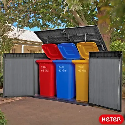 Keter Garden Storage Box For Large Wheelie Bins Outdoor Furniture Bikes Tools • £379.95