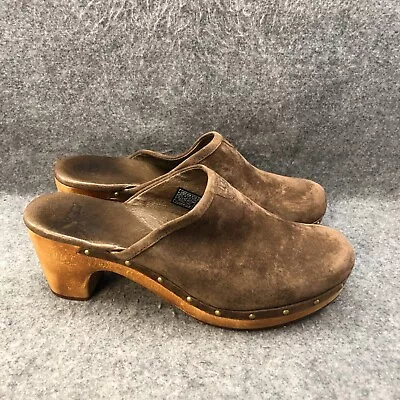 Ugg Shoes Women's 9 Abbie Brown Leather Sheepskin Comfort Mules Clogs • $29.95