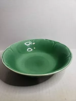 Vintage 1930's Green Petalware Round 9 In Serving Bowl By Mt Clemens Pottery Co  • $22