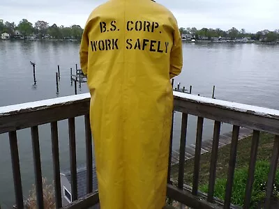 Vintage Bethlehem Steel Corp Heavy Yellow Rain Jacket Coat  Work Safely  Large • $75