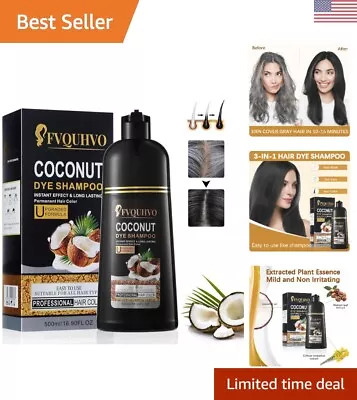 Coconut Oil Black Hair Dye Shampoo - 3 In 1 Color Shampoo & Conditioner • $39.99