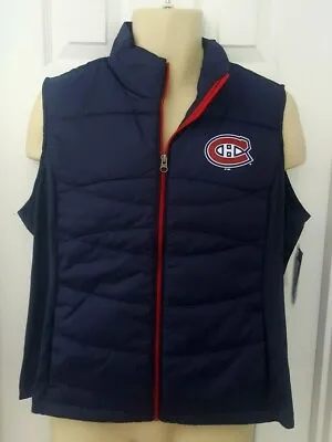 MONTREAL CANADIENS Womens Jacket Size XL Puffer Vest Stretchy Sides Blue G-III • $25.46