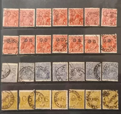  Stamps Australia KGV 'OS 'Heads X 28 1d  To 4d Good/Fine Used Free Post  • $5.49