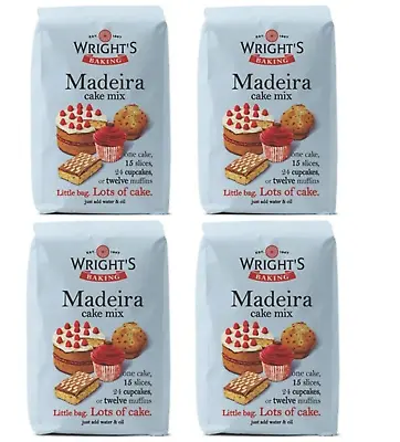 Wrights Baking Madeira Cake Mix 4X500g Bake Light & Moist Cakes Slices Muffins • £17