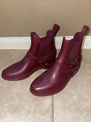 Lauren By Ralph Lauren Tricia Burgundy/ Red Rain Snow Rubber Boots Wellies 7M • £23.74