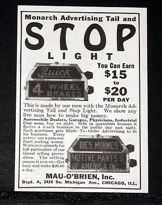 $12.99 • Buy 1924 Old Magazine Print Ad, Mau-o'brien, Monarch Advertising Tail & Stop Light!