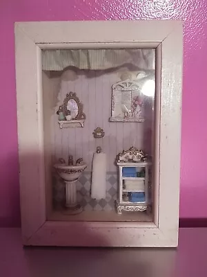 Vintage Diorama Victorian Bathroom Dollhouse Shadow Box • $24.99