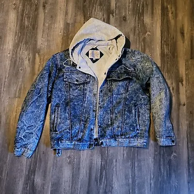 Saugatuck Dry Goods Hooded Insulated Lined Denim Jean Bomber Jacket XL *flaws • $16.19