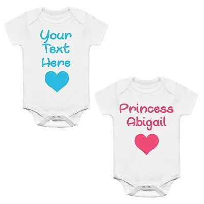 Any Name / Wording Baby Vest Personalised Heart Girl Boy Printed Bodysuit Custom • £2.99