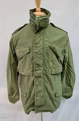 Genuine 1968 US Army Issue Olive Green 107 M65 Combat Jacket Small Reg #10 • £109.95