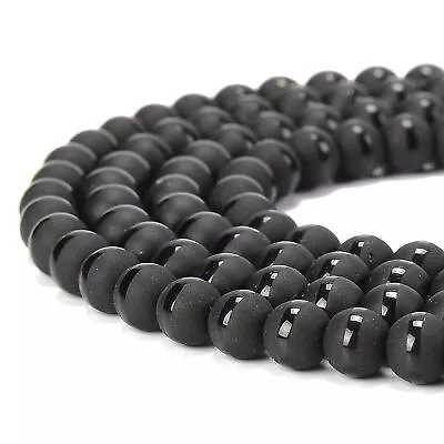 Black Agate Stripe Shiny Design Matte Round Beads 6mm 8mm 10mm 12mm 15.5  Strand • $7.49