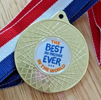Quality 50mm BEST BROTHER EVER Medal & Ribbon With Option For Personalisation • £1.55