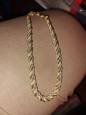 Beautiful Monet Vintage Gold Tone Twist & Braid Choker Necklace • $10