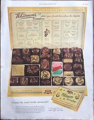 1955 Whitmans Sampler Chocolates Candy VTG 1950s 50s PRINT AD Confections Box • $11.77