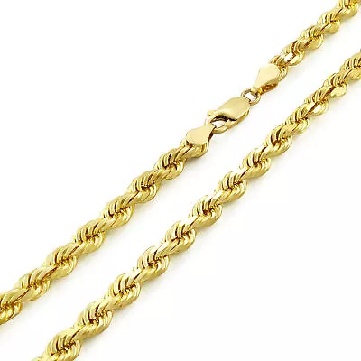 14k Yellow Gold 5mm Diamond Cut Rope Italian Chain Pendant Necklace Mens 22  • $637