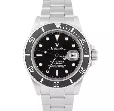 1987 Rolex Submariner Date Black 40mm TRIPLE ZERO Steel Oyster Watch 168000 • $8493.18