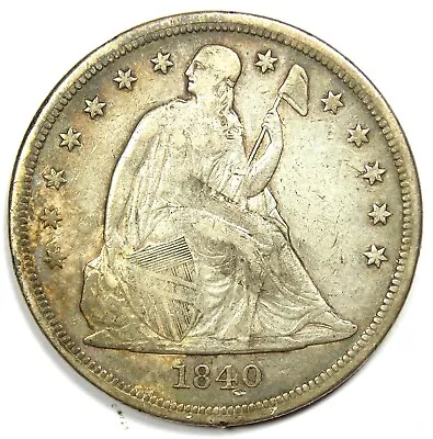 1840 Seated Liberty Silver Dollar $1 - VF Details- Rare Early Date Coin! • $650.75