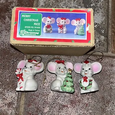 VINTAGE Christmas Around The World Merry Christmas Mice Ornaments - Set Of 3 • $9.99