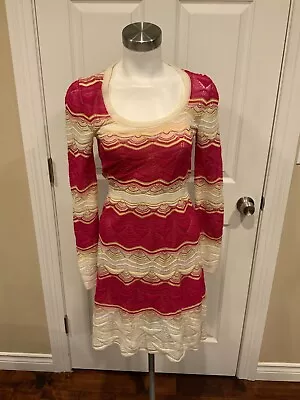 M Missoni Cream Fuchsia & Yellow Striped Knit Dress Size 40 (IT) 4 (US) • $126.56