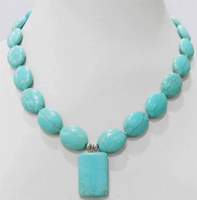 £5.99 • Buy Tibet Jewelry Ancient Tone Turquoise Beads Gemstone Pendant Necklace 18  JN1198