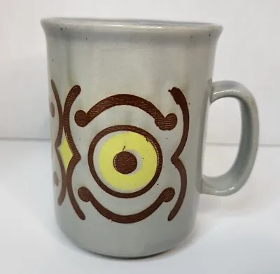 Vintage Otagiri Gray Speckled Stoneware Coffee Mug Cup MCM Abstract Owl Eyes  • $18