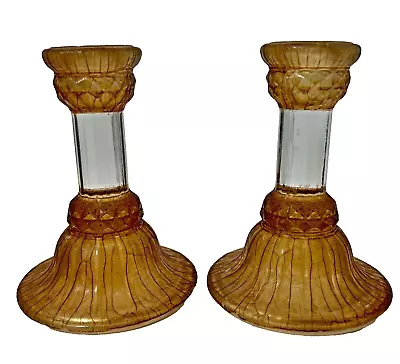 Vintage Amber Candleholders • $14.90