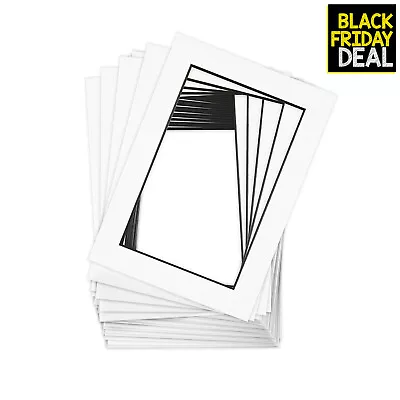 Pack Of 200 5x7 White Mat With Black Core For 4x6 Pictures Acid-free • $45.99