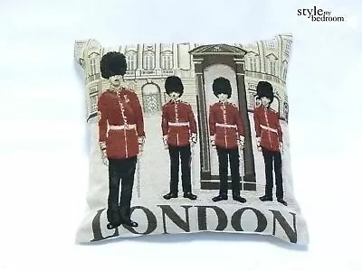 London Buckingham Palace Beefeater Tapestry Cushion For Jubilee Celebrations • £8.99