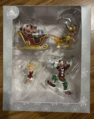 Disney Parks Mickey Mouse Pluto Goofy Tinkerbell Ornament Set New In Box • $44.90