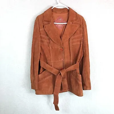 Vintage Suede Jacket Women's 18 Rust Boho Hippie 70s Leather Kmart • $109.60