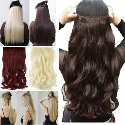 £14.40 • Buy UK One Piece Natural THICK Clip In Hair Extensions Half Full Head Long Straight