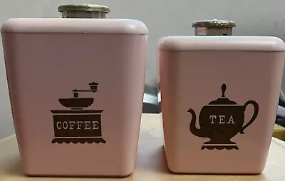 Vintage MCM Burroughs Pink/Gray Canister Set Burrite Good Condition Coffee Tea • $24.99