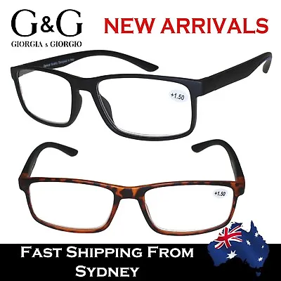 NEW G&G Mens Womens Reading Glasses Designer Square Black Tortoise +1.0~+3.5 • $19.99