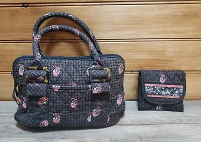 Vera Bradley Brown Houndstooth Small Handbag Retired With Matching Wallet VG  • $18.94