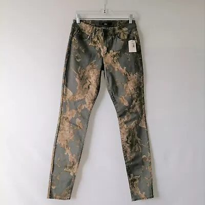 NWT Else Womens Green Denim Mid Rise Camouflage Skinny Jeans Size 27 • $24.95