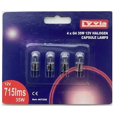 Lyvia G4 35w  HALOGEN 12V 1 X PACK OF 4 Warm White **FREE SHIPPING** • £2.90