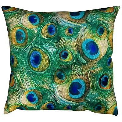 £14.99 • Buy Velvet Peacock Cushion. Bright Blue & Green Peacock Feathers. 17x17  Square