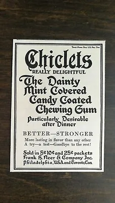 Vintage 1904 Chiclets Candy Coated Chewing Gum Original Ad 721 • $6.99