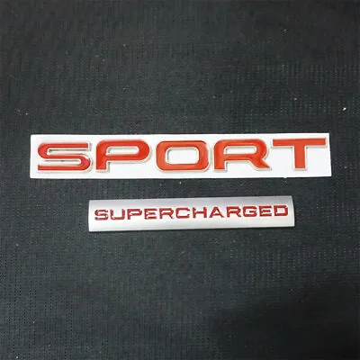 Chrome Red SPORT + Silver Red SUPERCHARGED Metal Sticker Decal Badge Emblem SDV8 • £17.99