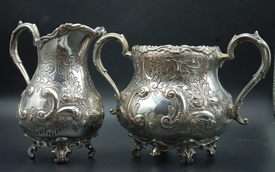 £19.99 • Buy Superb Antique 'louis' Victorian Silver Plated Sugar Basin & Milk Jug