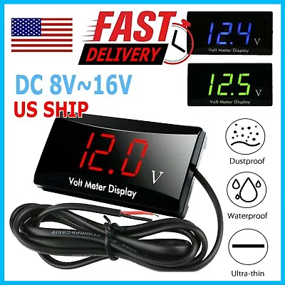 12V Digital LED Display Voltmeter Voltage Gauge Panel Meter For Car Motorcycle  • $6.95